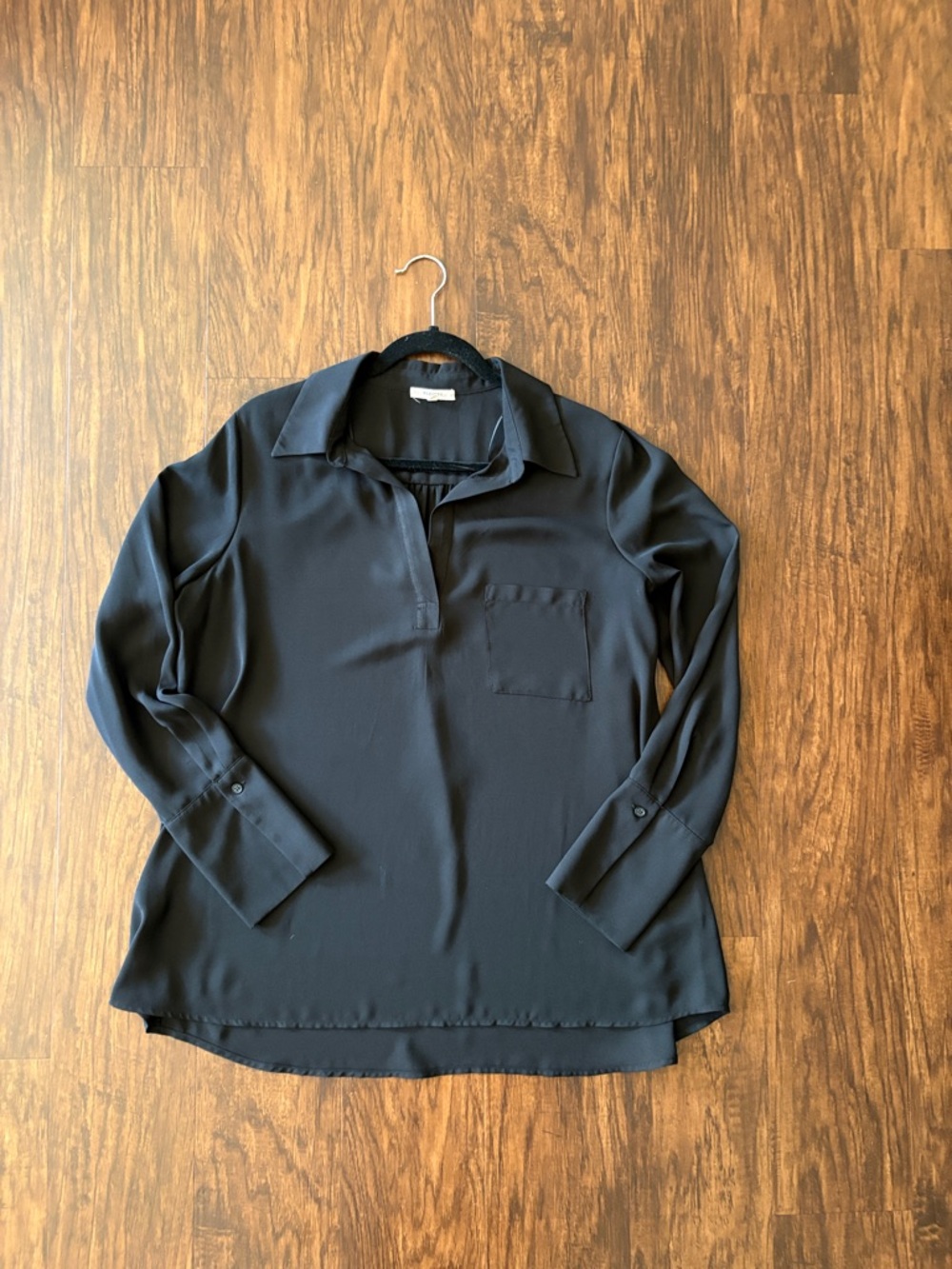 Pleione Black Collared Top